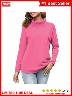 Turtleneck Knit Pullover Sweater Oversized Long Sleeve Top